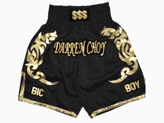 Shorts Boxe Anglaise Personnalisé : KNBXCUST-2039-Noir